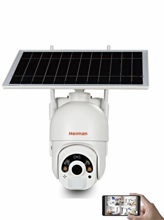 Heiman HM-520 Solar Panelli Dış Mekan PTZ 360 Dönebilen Akıllı Wifi Kamera - App Kontrol - Tuya destekli