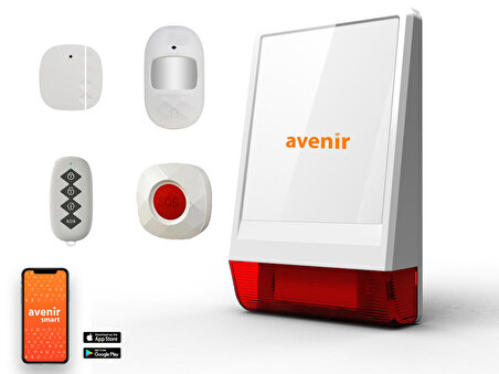 Avenir AV-03WF Wifi Kablosuz Akıllı Alarm Seti (1 Kapı/pencere Sensörü)(1Pır)(1 Kumanda)(1SOS Buton)