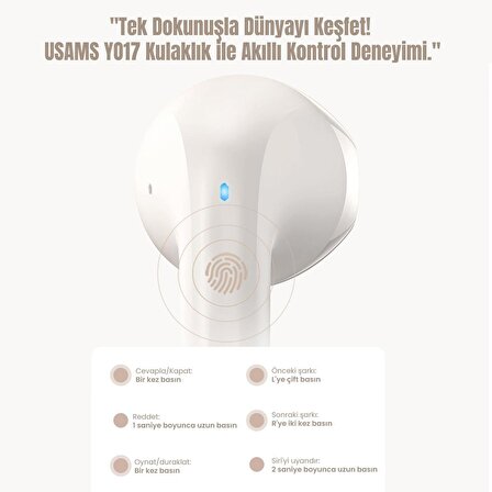 Usams US-YO17 IOS/Android Uyumlu BT5.3 TWS Bluetooth Kulaklık-Bej