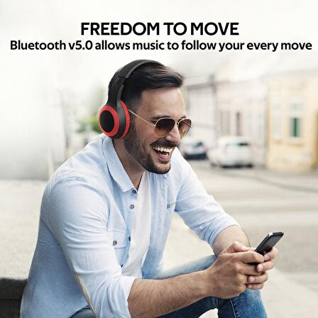 Promate LaBoca Bluetooth Kulaklık Kulaküstü Kulaktan Kontrollü HD 5 Saat Çalışma LED Ekran Kırmızı