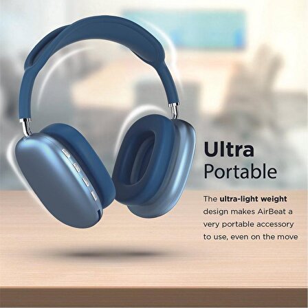 Promate AirBeat Bluetooth Kulaklık Yüksek Kaliteli Stereo Kablosuz Kulaküstü Kulaklık Mavi