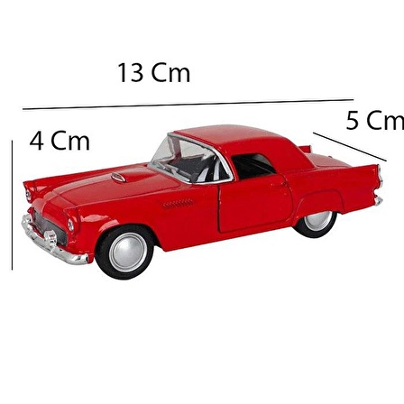 Nostaljik 1955 Ford Metal Çek Bırak Araba Kırmızı Kapılar Açılır ( 1/36 Ölçek )