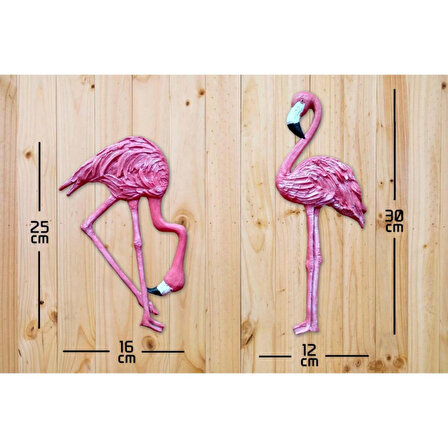 Pembe İkili Flamingo Duvar Süsü Ev Duvar Biblo Aksesuar