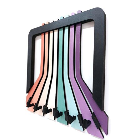 CajuArt Modern Ahşap Renkli Çubuklar Tasarım Anahtarlık Duvar Askısı Dekor