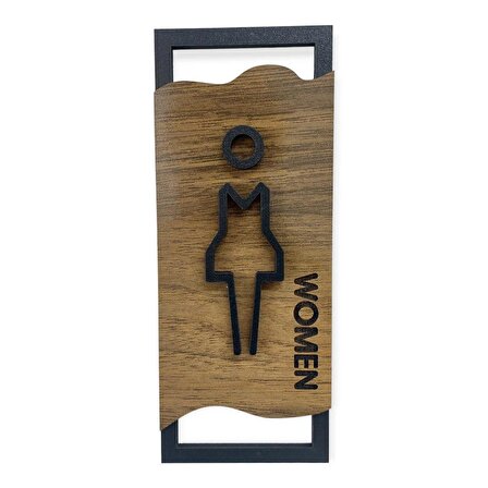 CajuArt Ahşap Desenli Modern Erkek Kadın WC Tuvalet Yönlendirme Levhası Ofis İş Duvar Dekor