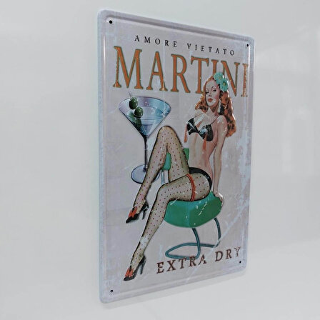 Martini Temalı Retro 20x30 Cm Metal Plaka Tablo