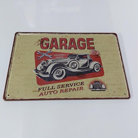 CajuArt Garage Eski Araba Tamir Temalı 20x30 cm Metal Plaka Tablo