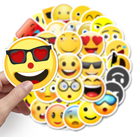 50 Adet Tekrarsız Emojiler Kalite Pvc Sticker Süs 07