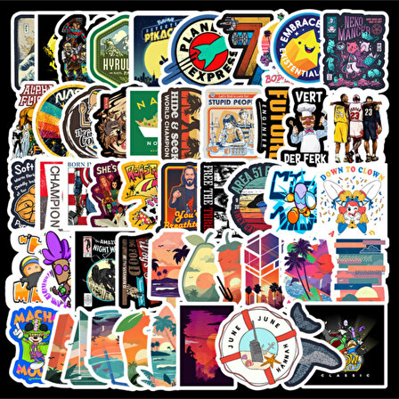 50 Adet Tekrarsız Seyahat Macera Kalite Pvc Sticker 06