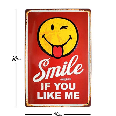 Smile Emoji Temalı 20x30 Cm Metal Plaka Metal Tablo