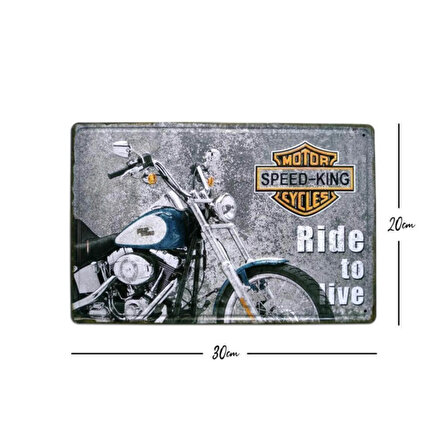 Ride To Live Motosiklet 20x30 Cm Metal Plaka Metal Tablo