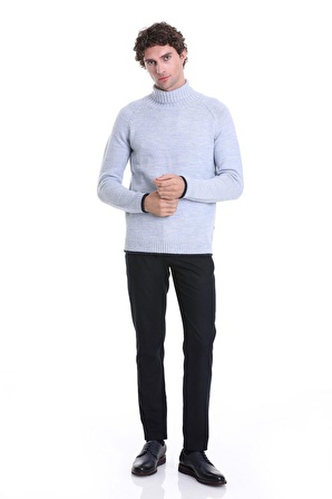 Mavi Regular Fit Düz Balıkçı Yaka Triko Kazak | L