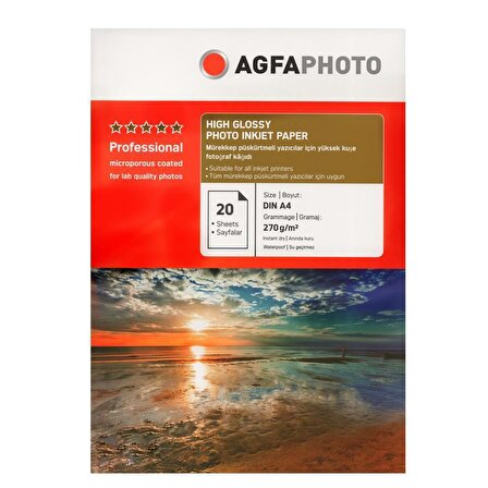 Agfa Photo Glossy,Parlak A4 270Gr/m² Fotoğraf Kağıdı 20 Yaprak