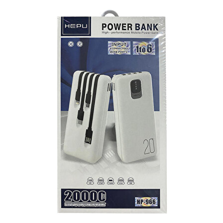 HEPU HP-966 All in One 20000 mAh Çoklu Kablolu Powerbank Beyaz