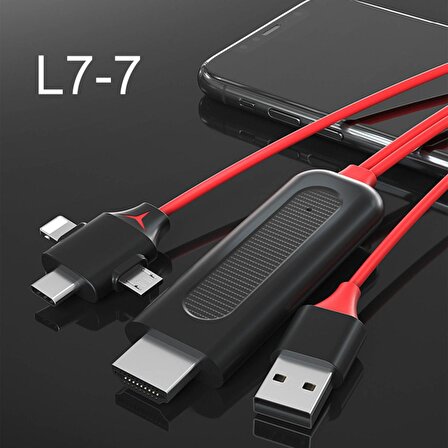 Daytona K-03C Combo 3in1 Lightning Micro Usb Type-C To HDMI IOS Android 1.5m Görüntü Aktarıcı Kablo-K-03C-00001