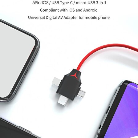 Daytona K-03C Combo 3in1 Lightning Micro Usb Type-C To HDMI IOS Android 1.5m Görüntü Aktarıcı Kablo-K-03C-00001