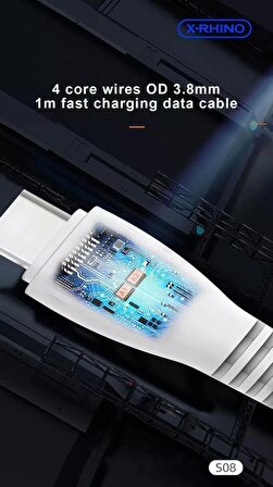 X-Rhino S08 100W Data ve Şarj Kablosu 1 Metre Type-C / Micro USB / Lightning