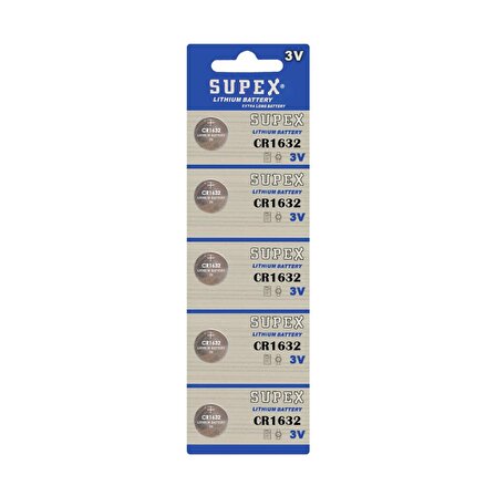 Supex CR1632-C5 Cr 1632 3V Lityum Düğme Pil 5'li Paket