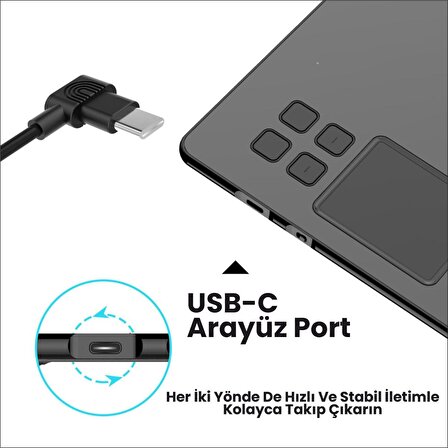 Veikk A30 Grafik Tablet Uyumlu USB to Type-C Kablo