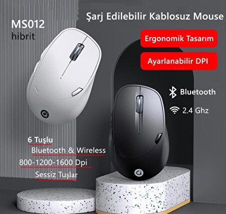 Adol MS012 Dual Band Kablosuz Bluetooth Mouse Siyah