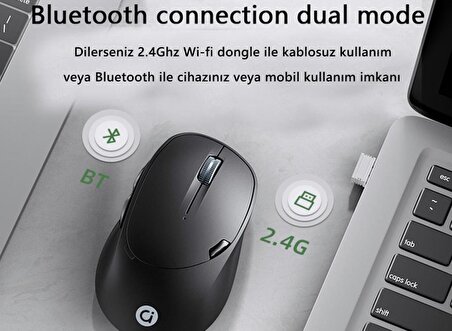 Adol MS012 Dual Band Kablosuz Bluetooth Mouse Siyah