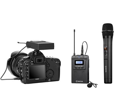 Boya BY-WM8 Pro-K4 Çift Kanallı Kablosuz Yaka ve El Mikrofon Seti