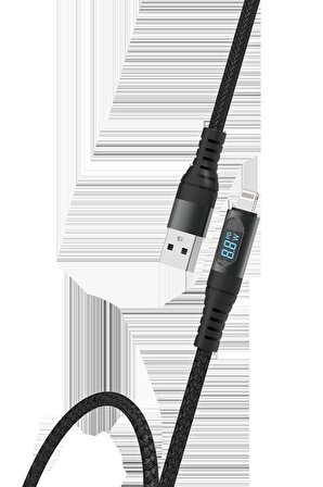 USB to Lightning Dijital Göstergeli Hızlı Şarj Kablosu
