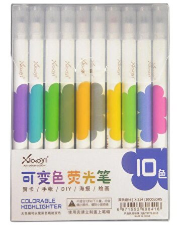 Çift Uçlu Silinebilir Fosforlu Kalem 10 Renk X-414