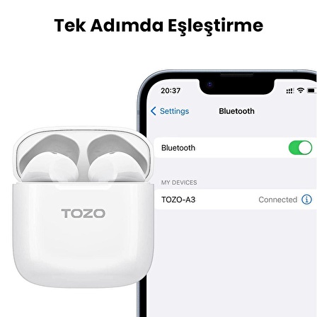 Tozo A3 DSP Gürültü Engelleme Bluetooth 5.3 TWS Kablosuz Kulaklık Beyaz