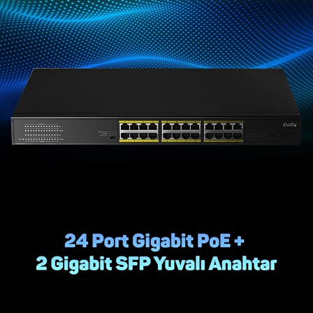 Cudy GS1028PS2 2 Port SFP, VLAN, CCTV, 24 Port Gigabit 300W PoE+ Metal Switch