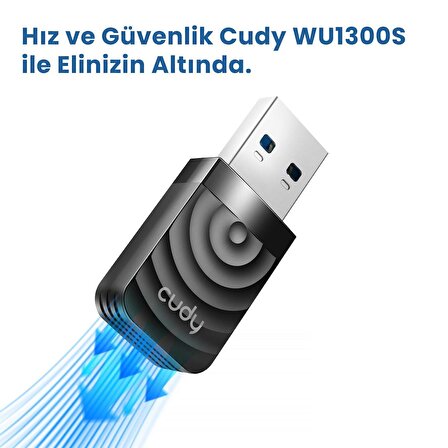 Cudy WU1300S 5 GHz 867 Mbps, 2.4 GHz 400 Mbps Wi-Fi USB 3.0 Mini Adaptör (AC1300 Serisi)