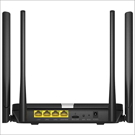 Cudy LT500 2,4GHz 300Mbps, 5GHz 867Mbps, 4 Port Wi-Fi Mesh 4G LTE DDNS Router (AC1200 Serisi)