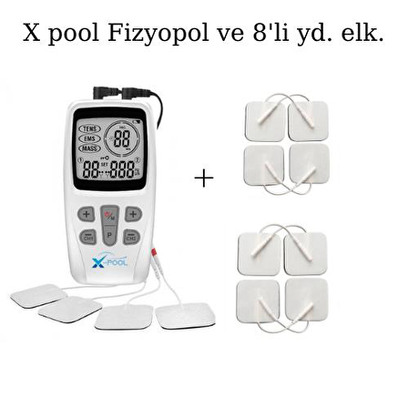 X Pool Fizyopol Tens Ems Masaj Cihazı ve 8'li Yedek Elektrodlar