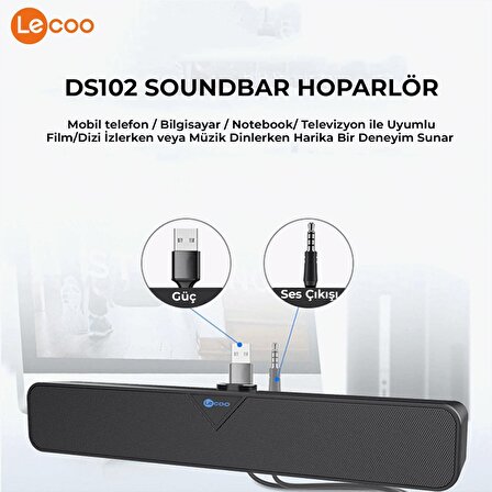 Lenovo Lecoo DS102 Kablolu AUX Soundbar Hoparlör