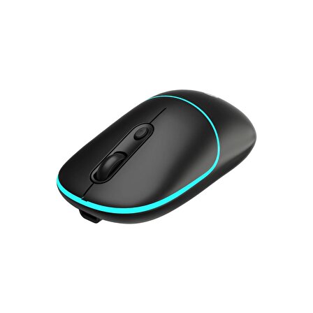 Lenovo Lecoo WS210 Dual Mod RGB Bluetooth ve Kablosuz Şarj Edilebilir Optik Mouse Siyah