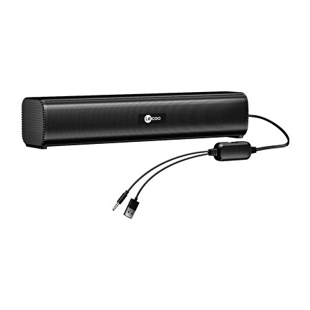 Lenovo Lecoo DS107 Kablolu USB/AUX Stereo 6W Soundbar Taşınabilir Hoparlör Siyah