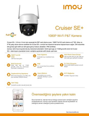 IMOU Cruiser SE+ DışOrtam WiFi Kamera/2MP-Renkli Gece Görüşü-360° Hareket-Siren-Bulut(IPC-S21FEP)