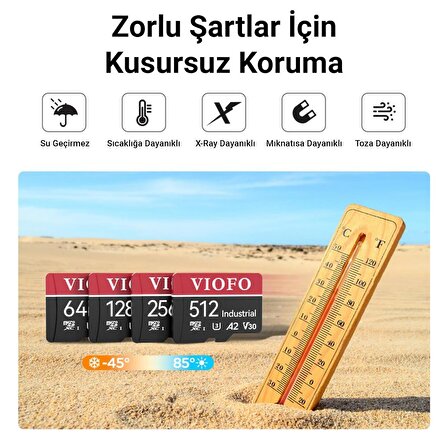 Viofo High Endurance 64GB Class 10 A2 V30 100MB/s Okuma 40MB/s Yazma Micro SD Hafıza Kartı