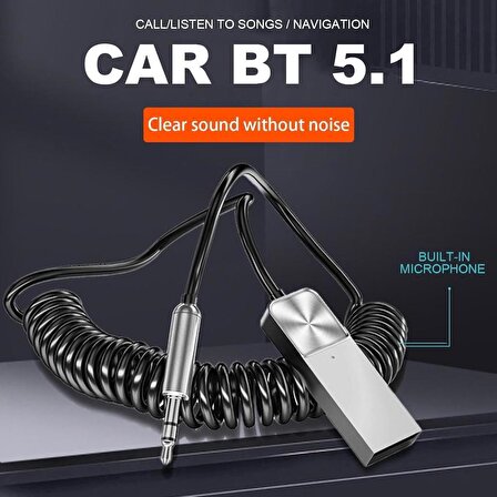 Kablosuz Bluetooth 5.1 Adaptör Araba ve Araç USB ve 3.5mm AUX Alıcı Adaptörü Çevirici Dönüştürücü