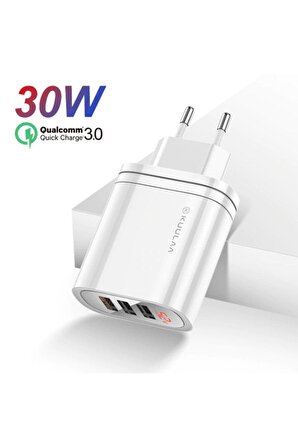 Kuula Mirror USB 30 Watt Hızlı Şarj Adaptörü Beyaz