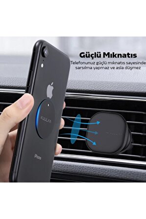 KUULAA Magnetic-Mıknatıslı Telefon Tutucular için Metal Plaka Seti SİYAH