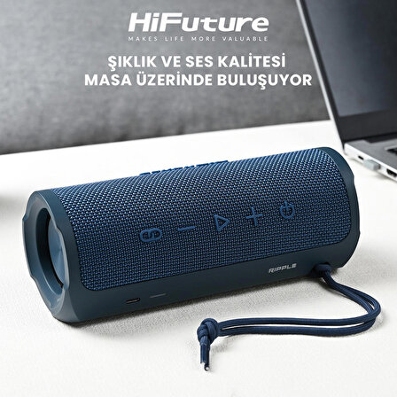 HiFuture Ripple BT 5.3 30W IPX7 Taşınabilir Stereo Bluetooth Hoparlör Mavi