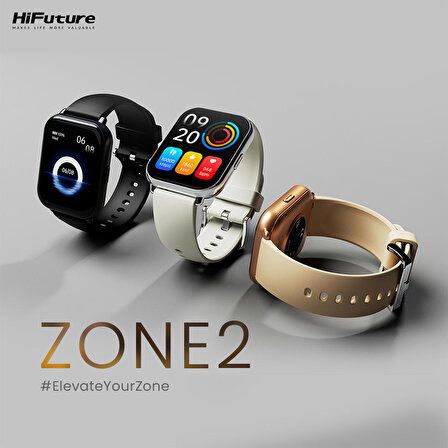 HiFuture FutureFit Zone 2 50mm 1.96 İnç IP68 BT 5.2 Akıllı Saat Siyah