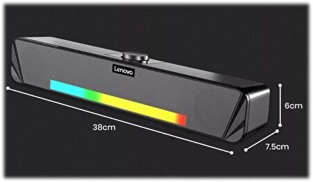 Lenovo thinkplus Masaüstü Bluetooth +Aux Soundbar Hoparlör RGB Işıklı TS33-B