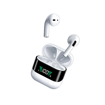 DVIP P50 Pro TWS Dijital Ekranlı Bluetooth Kulaklık Beyaz
