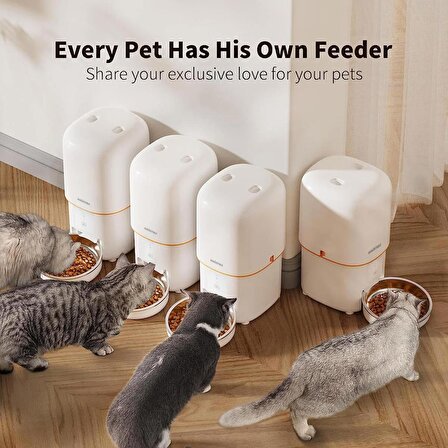 Haustier PF02 Akıllı Kedi Köpek Otomatik Mama Kabı , Tuya App-Wifi Uzaktan Kontrol, 4Lt hazne, Metal Kase , Beyaz