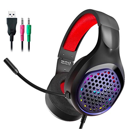 XMOWi R1 Gaming Mikrofonlu RGB Oyuncu Kulaklığı PC- Dizüstü Ve Ps4 SİYAH,KIRMIZI