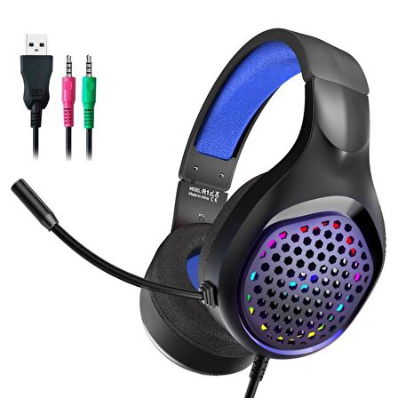 XMOWi R1 Gaming Mikrofonlu RGB Oyuncu Kulaklığı PC- Dizüstü Ve Ps4 MAVİ,SİYAH