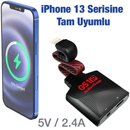 PLEXTONE GS1 iPhone Mıknatıslı Lightning to 3.5mm Kulaklık + Hızlı Şarj Adaptörü SİYAH