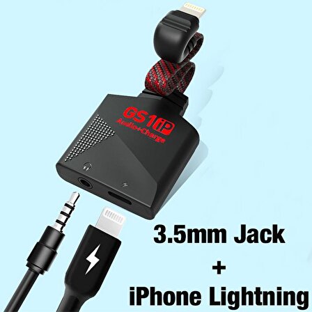 PLEXTONE GS1 iPhone Mıknatıslı Lightning to 3.5mm Kulaklık + Hızlı Şarj Adaptörü SİYAH